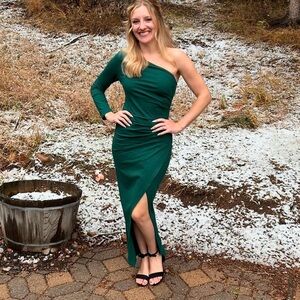 one shoulder long sleeve cocktail dress